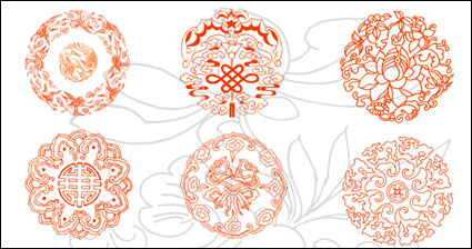 Cranes, clouds, Chinese knot, lotus