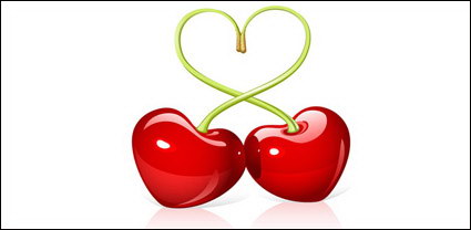 Heart-shaped cherry vector