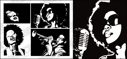 Black and white characters vector material