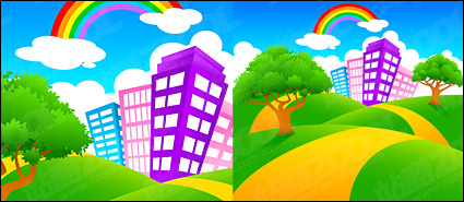 Vector cartoon landscape material