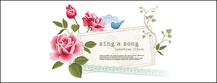 Rose and birdies  vector material